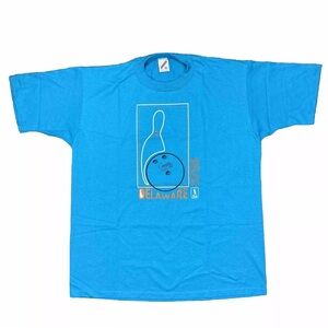Vintage LBPT Bowling T Shirt Blue Delaware Open Columbia 300 Graphic USA SS XL